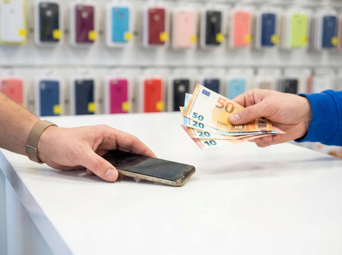 Handy-Ankauf an der Theke: Gerät gegen Bargeld